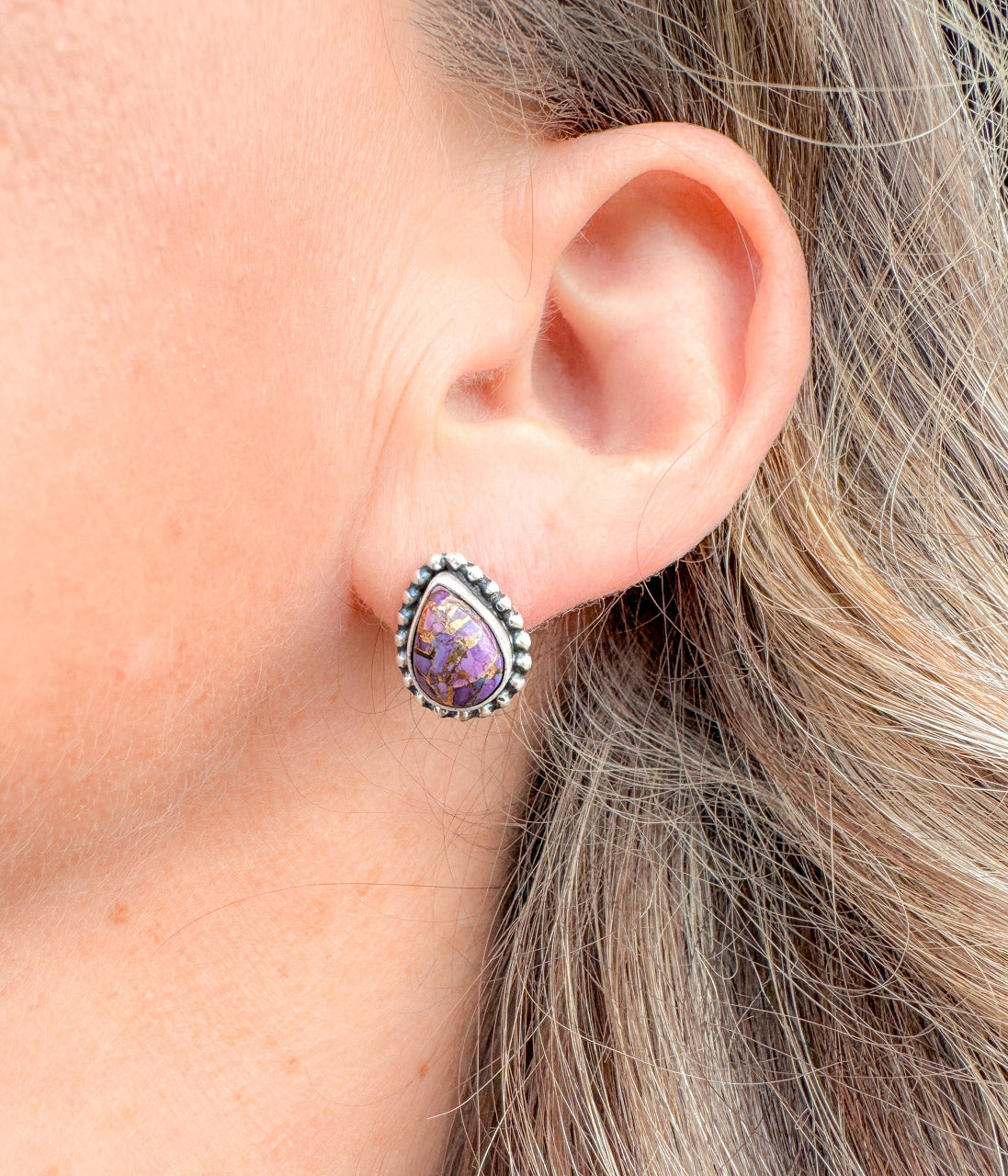 Purple Rose Teardrop Earrings - Concordia Style Boutique