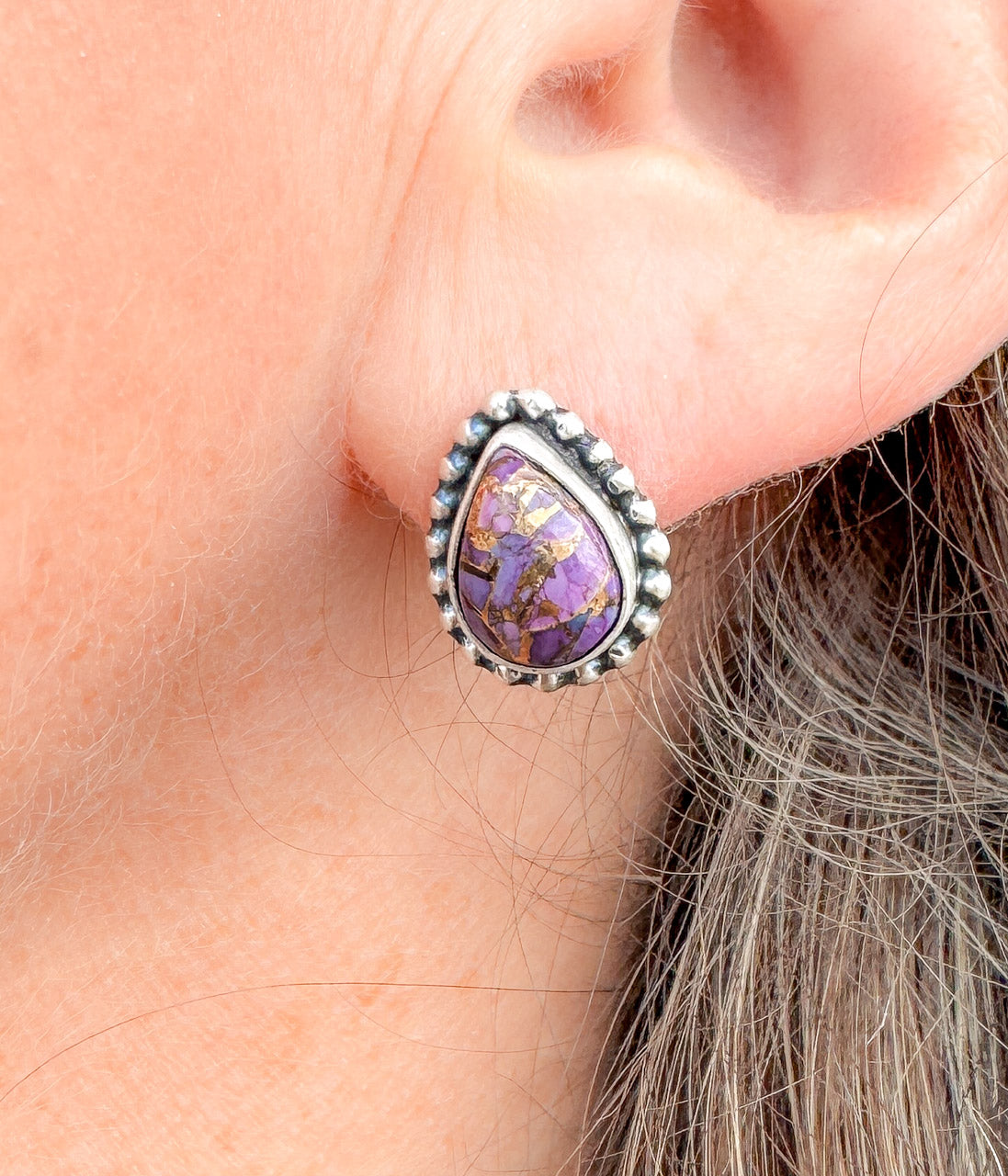 Purple Rose Teardrop Earrings - Concordia Style Boutique