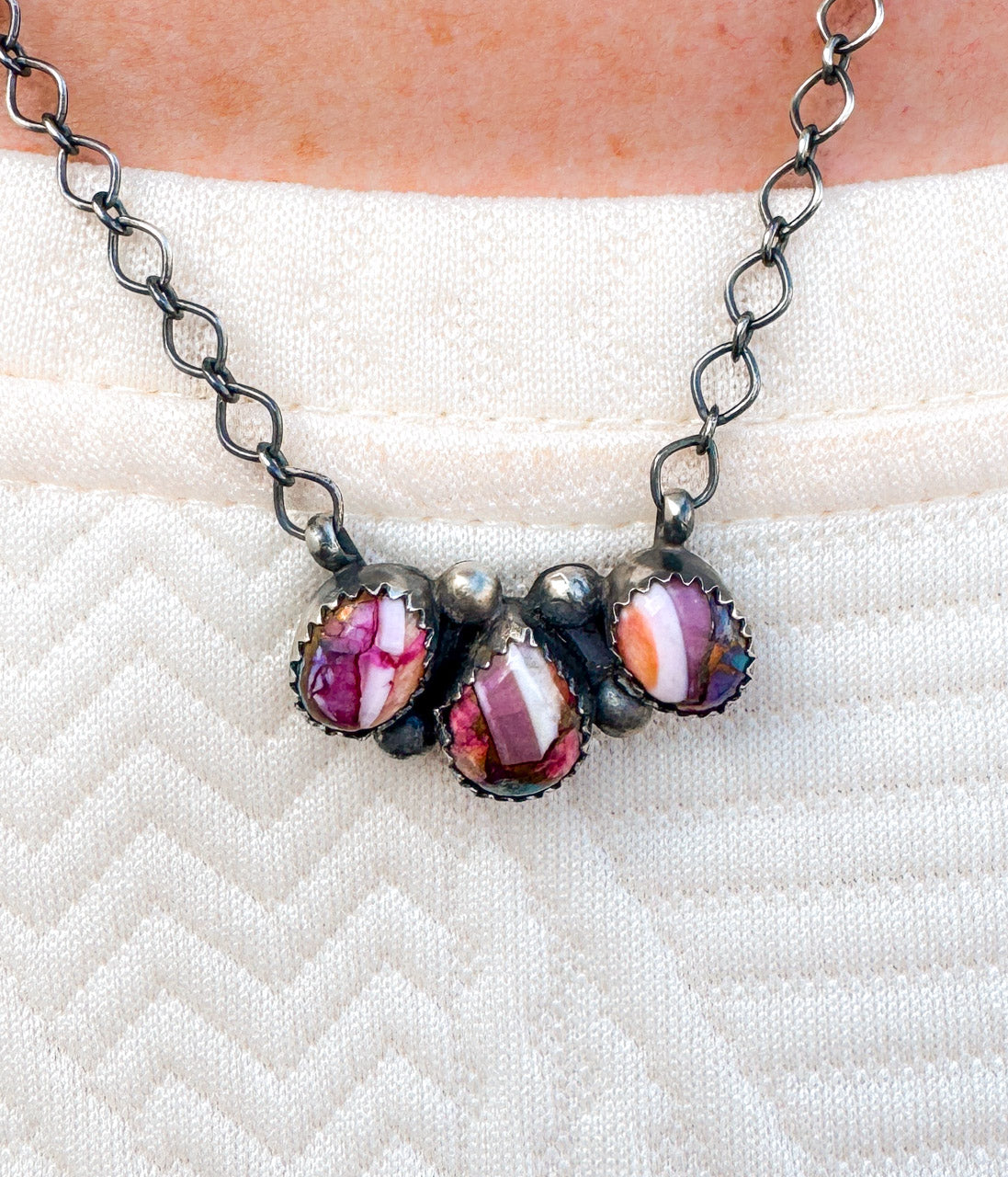 Tia Long Three Stone Pink Dahlia Necklace - Concordia Style Boutique