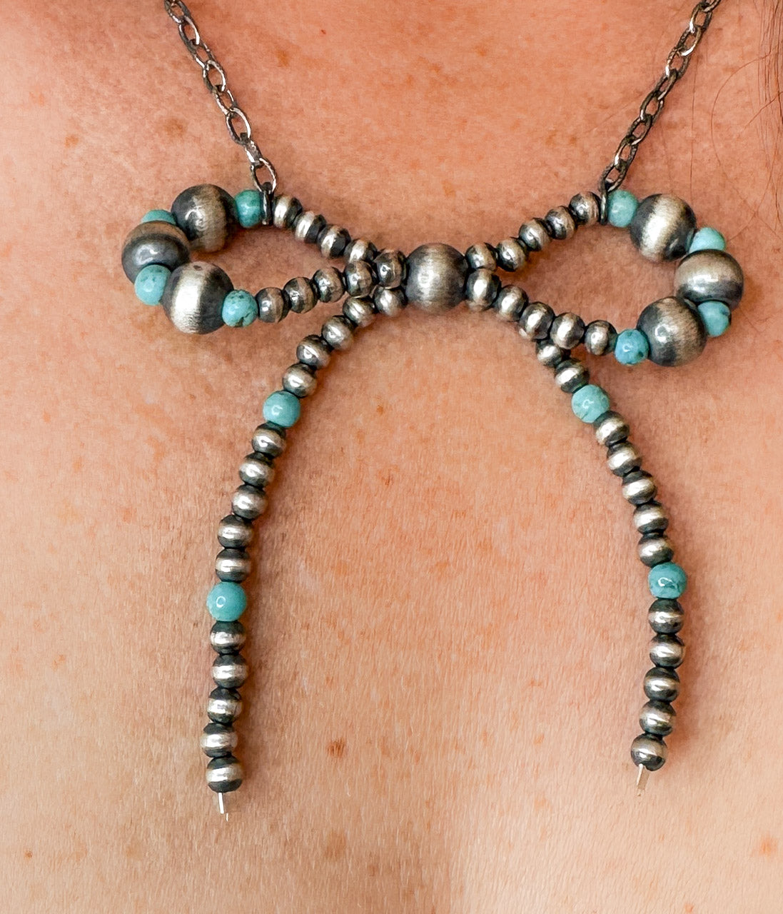 Navajo Pearl and Turquoise Bow Necklace - Concordia Style Boutique