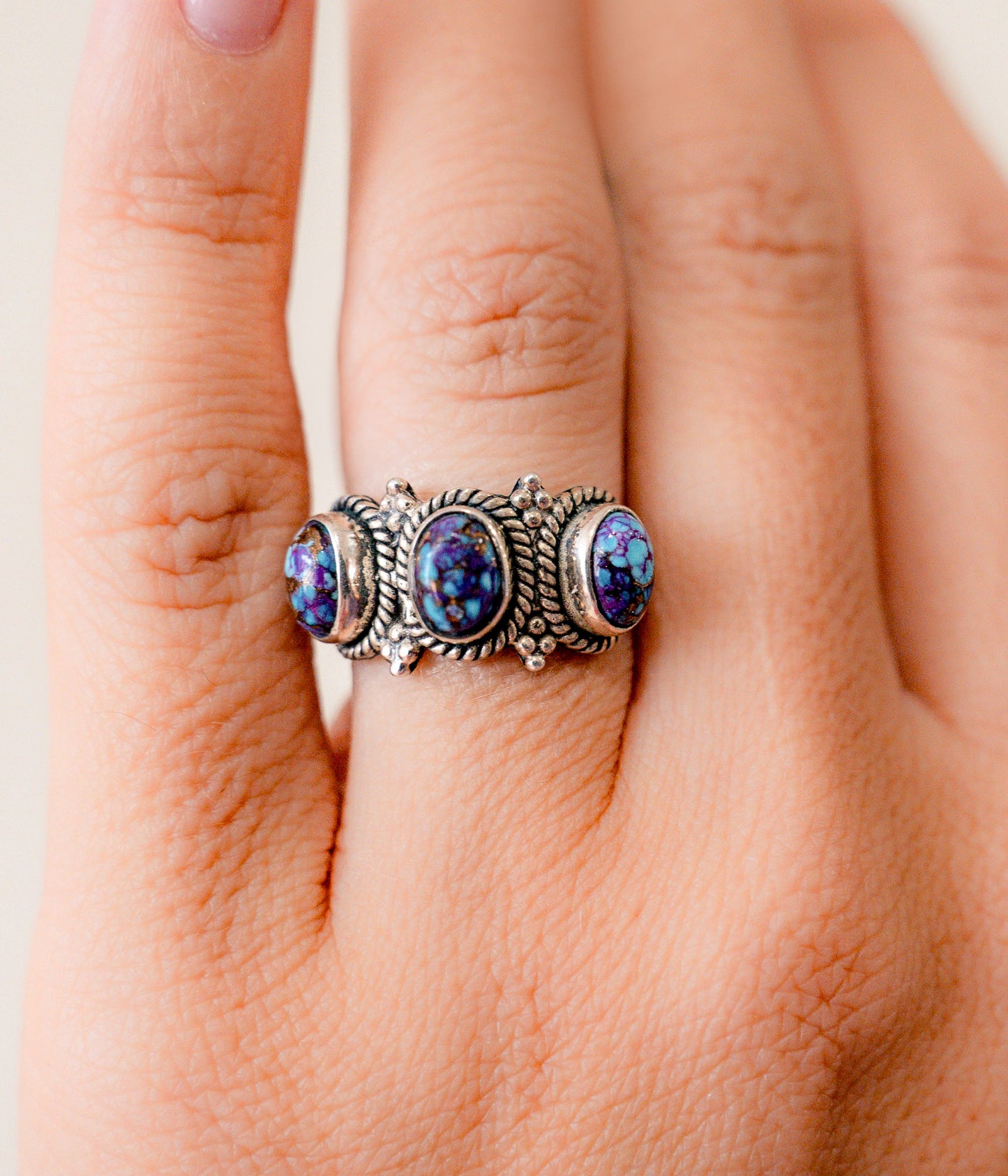 Purple Mojave Three Stone Ring - Concordia Style Boutique