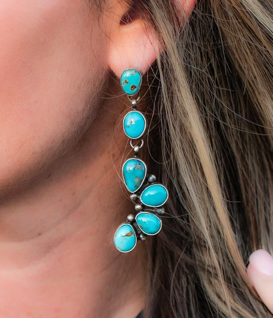 Corrales Authentic Blue Ridge Turquoise Earrings - Concordia Style Boutique