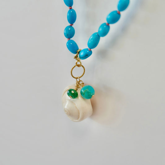 Turquoise Emerald Shell Charm