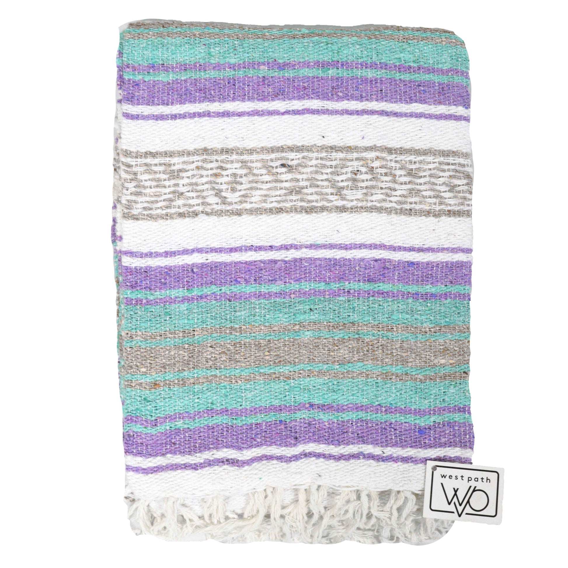 Seafoam Green & Pastel Purple Mexican Falsa Blanket - Concordia Style Boutique
