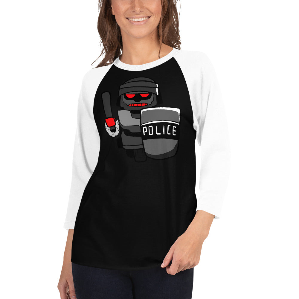 Inhuman Police Robot Cartoon 3/4 sleeve raglan shirt - Concordia Style Boutique