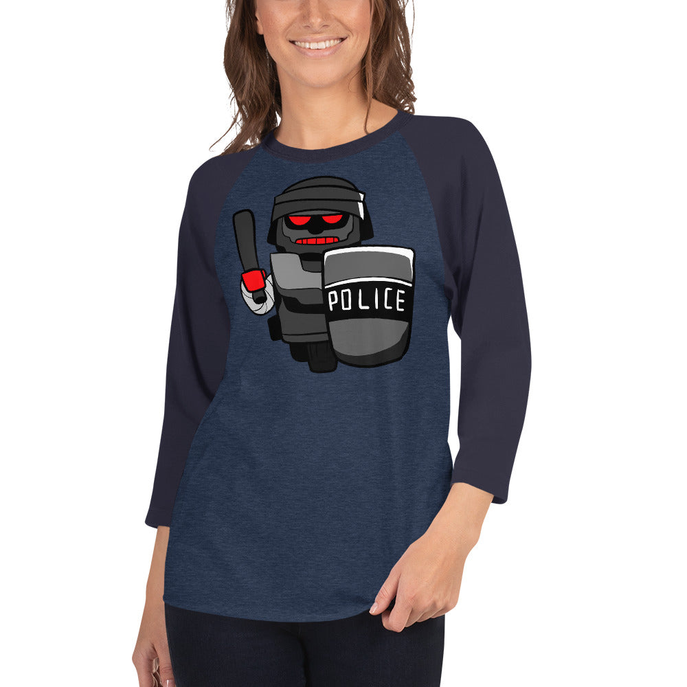 Inhuman Police Robot Cartoon 3/4 sleeve raglan shirt - Concordia Style Boutique