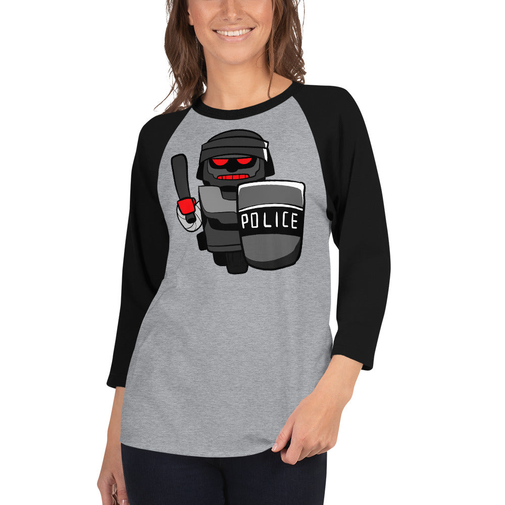 Inhuman Police Robot Cartoon 3/4 sleeve raglan shirt - Concordia Style Boutique
