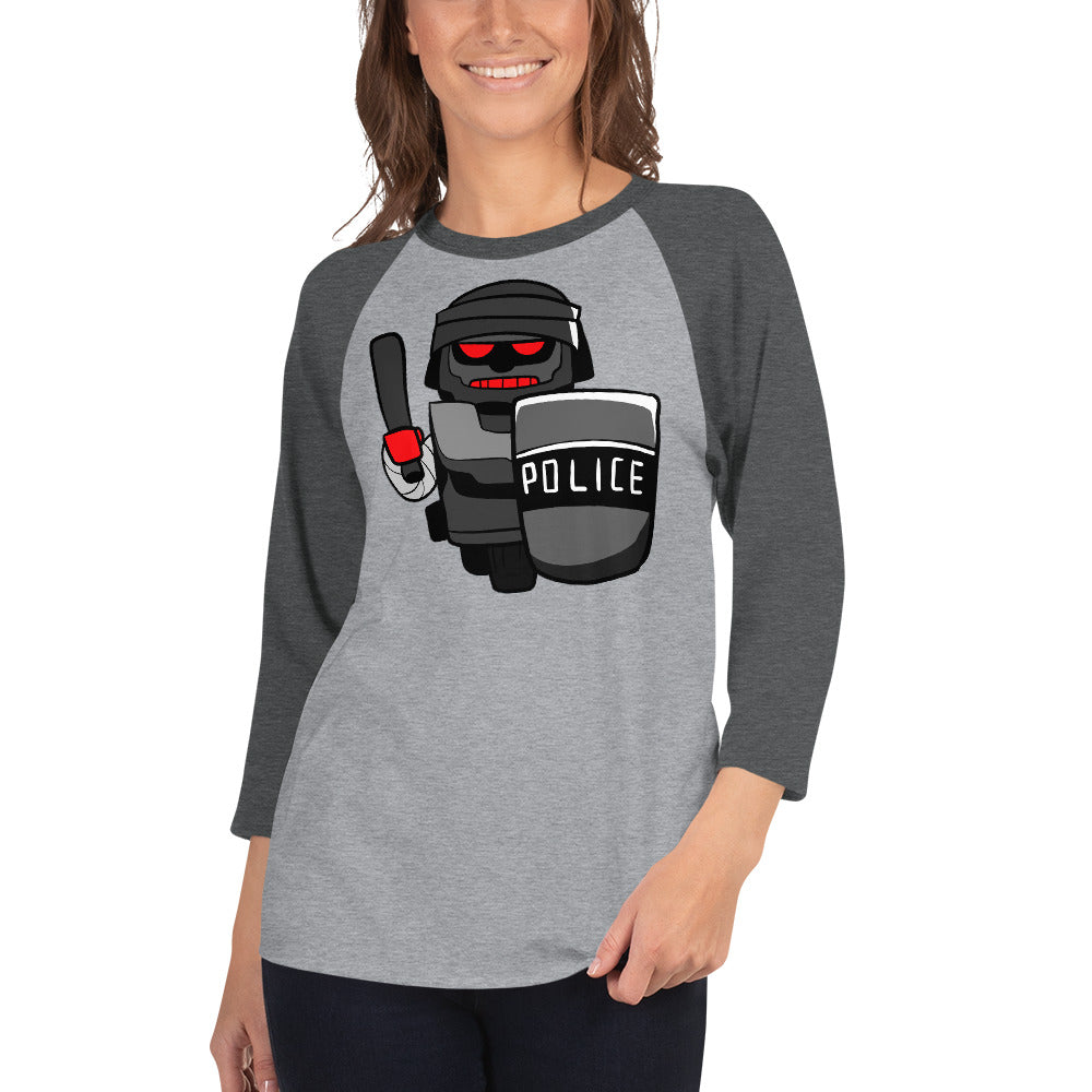 Inhuman Police Robot Cartoon 3/4 sleeve raglan shirt - Concordia Style Boutique