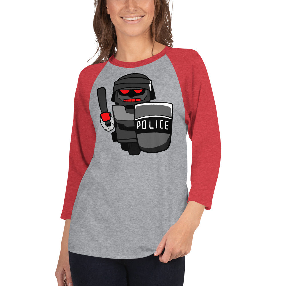 Inhuman Police Robot Cartoon 3/4 sleeve raglan shirt - Concordia Style Boutique