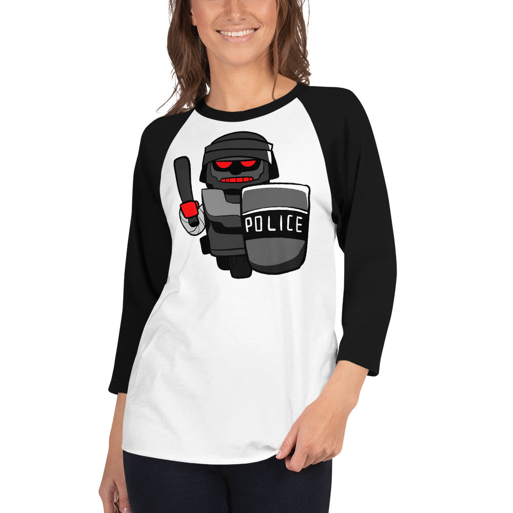 Inhuman Police Robot Cartoon 3/4 sleeve raglan shirt - Concordia Style Boutique
