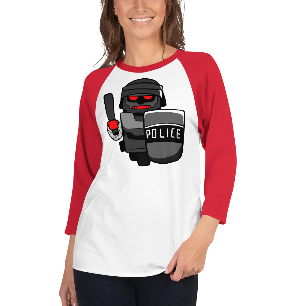 Inhuman Police Robot Cartoon 3/4 sleeve raglan shirt - Concordia Style Boutique