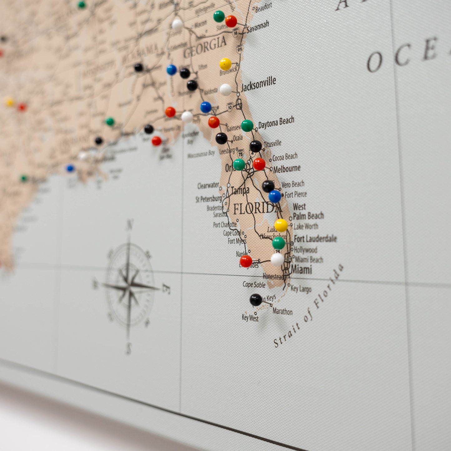 Wooden Canvas USA Map - Antique