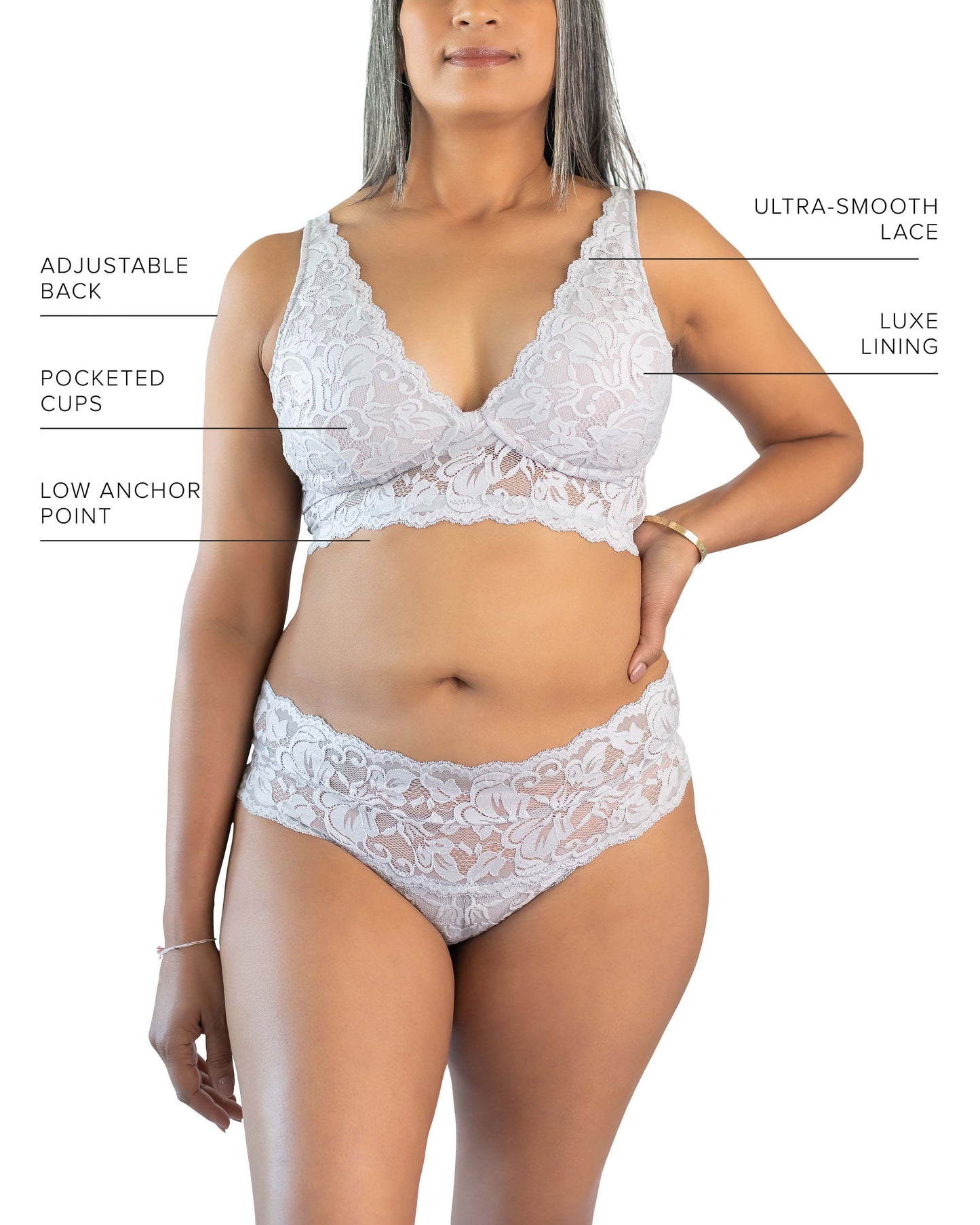 Vela Wireless Bra, Grey / Mauve