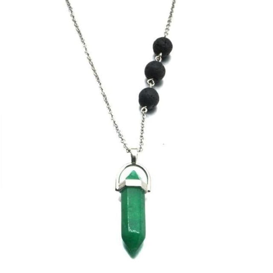 Verdite Green Crystal Lava Stone Necklace - Premium Verdite Green Crystal Lava Stone Necklace from Concordia Style Boutique - Just $31.95! Shop now at Concordia Style Boutique