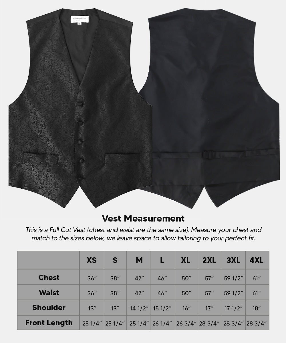Vittorio Farina Men's Woven Paisley Vest, Necktie, Bow Tie and Pocket Square Set (Black Back) - Concordia Style Boutique