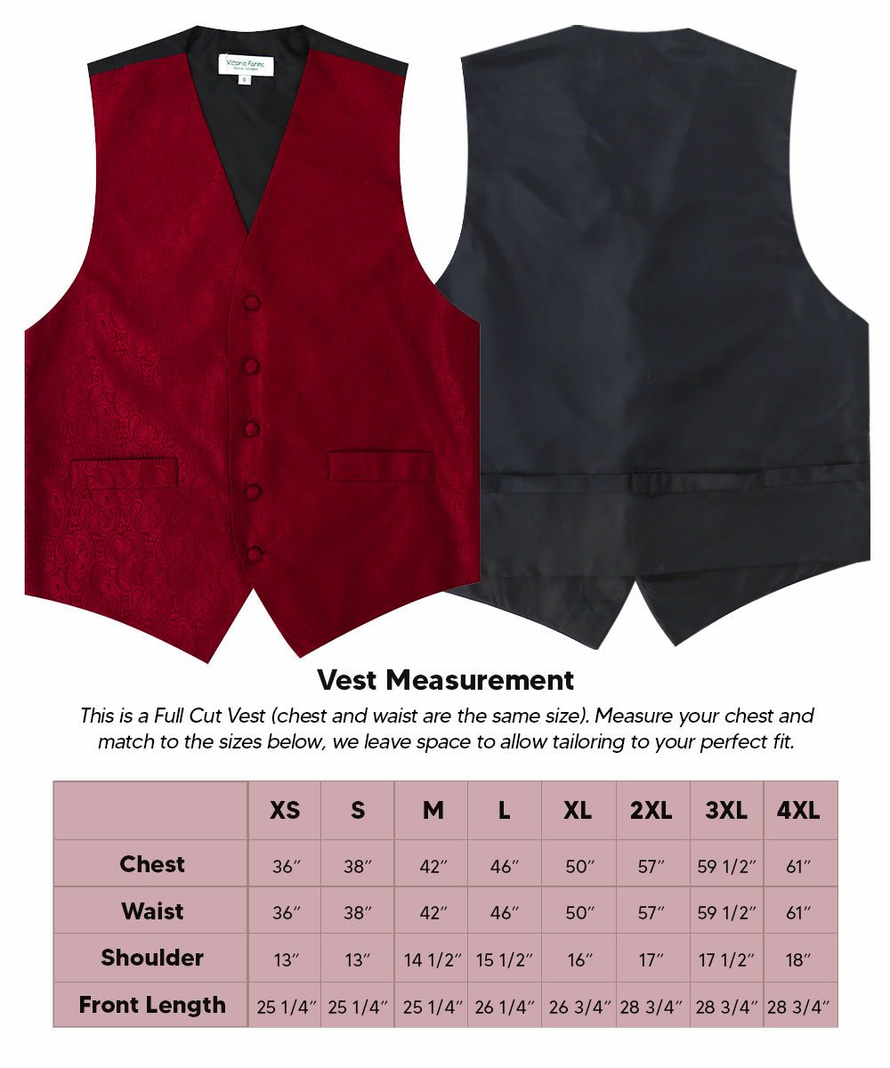 Vittorio Farina Men's Woven Paisley Vest, Necktie, Bow Tie and Pocket Square Set (Black Back) - Concordia Style Boutique