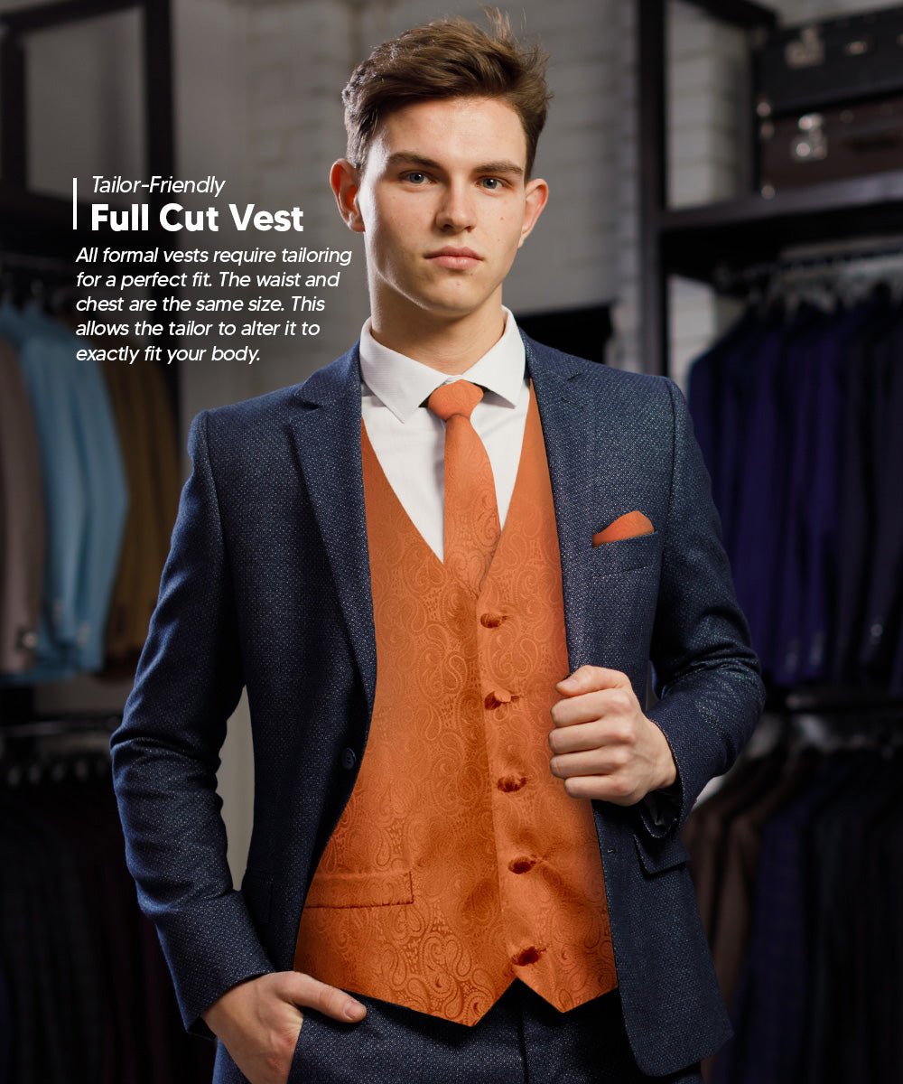 Vittorio Farina Men's Woven Paisley Vest, Necktie, Bow Tie and Pocket Square Set (Black Back)