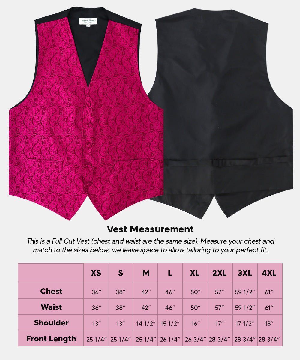 Vittorio Farina Men's Woven Paisley Vest, Necktie, Bow Tie and Pocket Square Set (Black Back) - Concordia Style Boutique