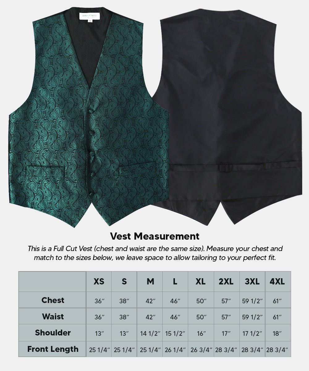 Vittorio Farina Men's Woven Paisley Vest, Necktie, Bow Tie and Pocket Square Set (Black Back) - Concordia Style Boutique