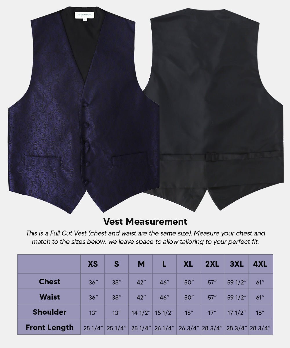 Vittorio Farina Men's Woven Paisley Vest, Necktie, Bow Tie and Pocket Square Set (Black Back) - Concordia Style Boutique