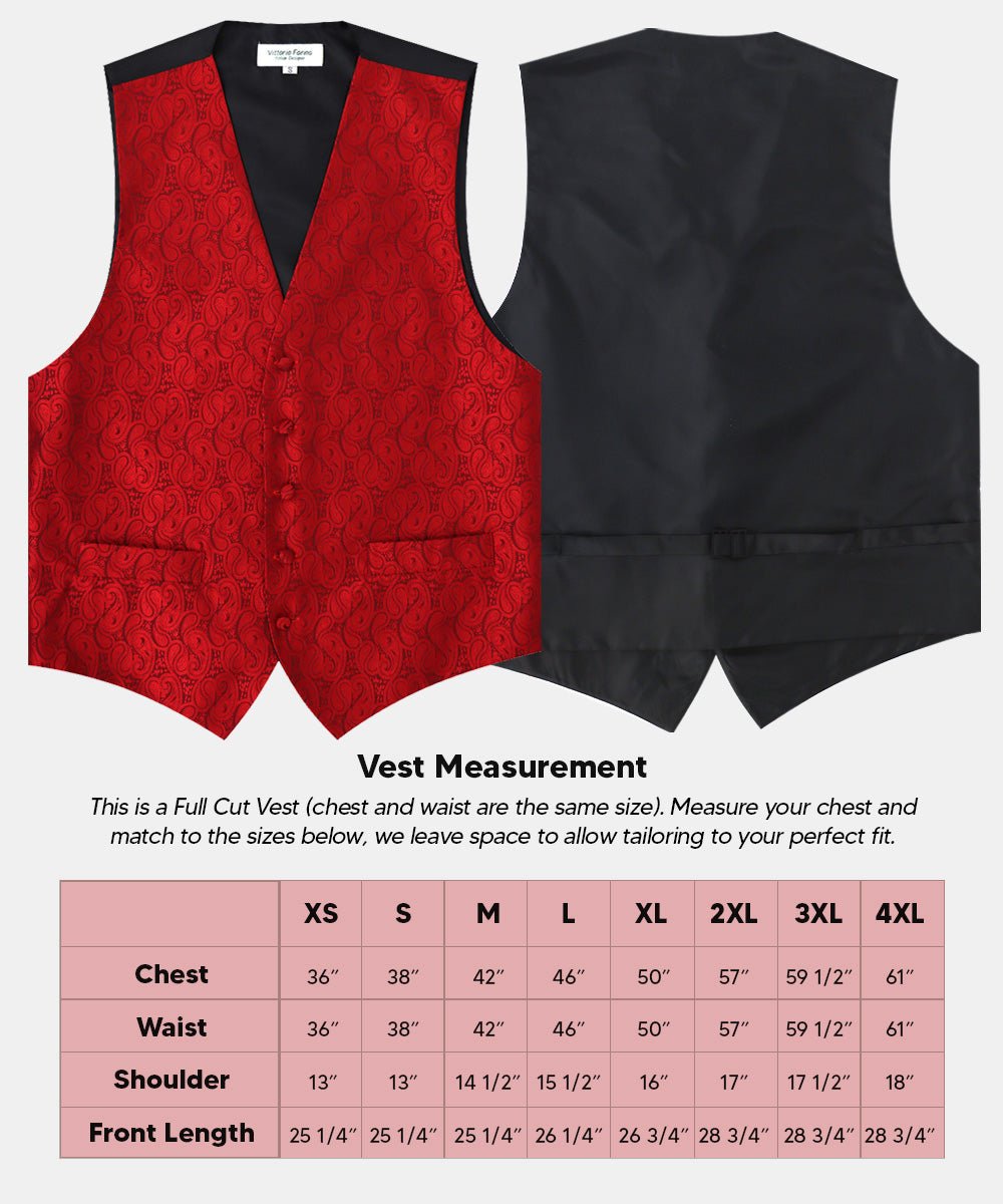 Vittorio Farina Men's Woven Paisley Vest, Necktie, Bow Tie and Pocket Square Set (Black Back)