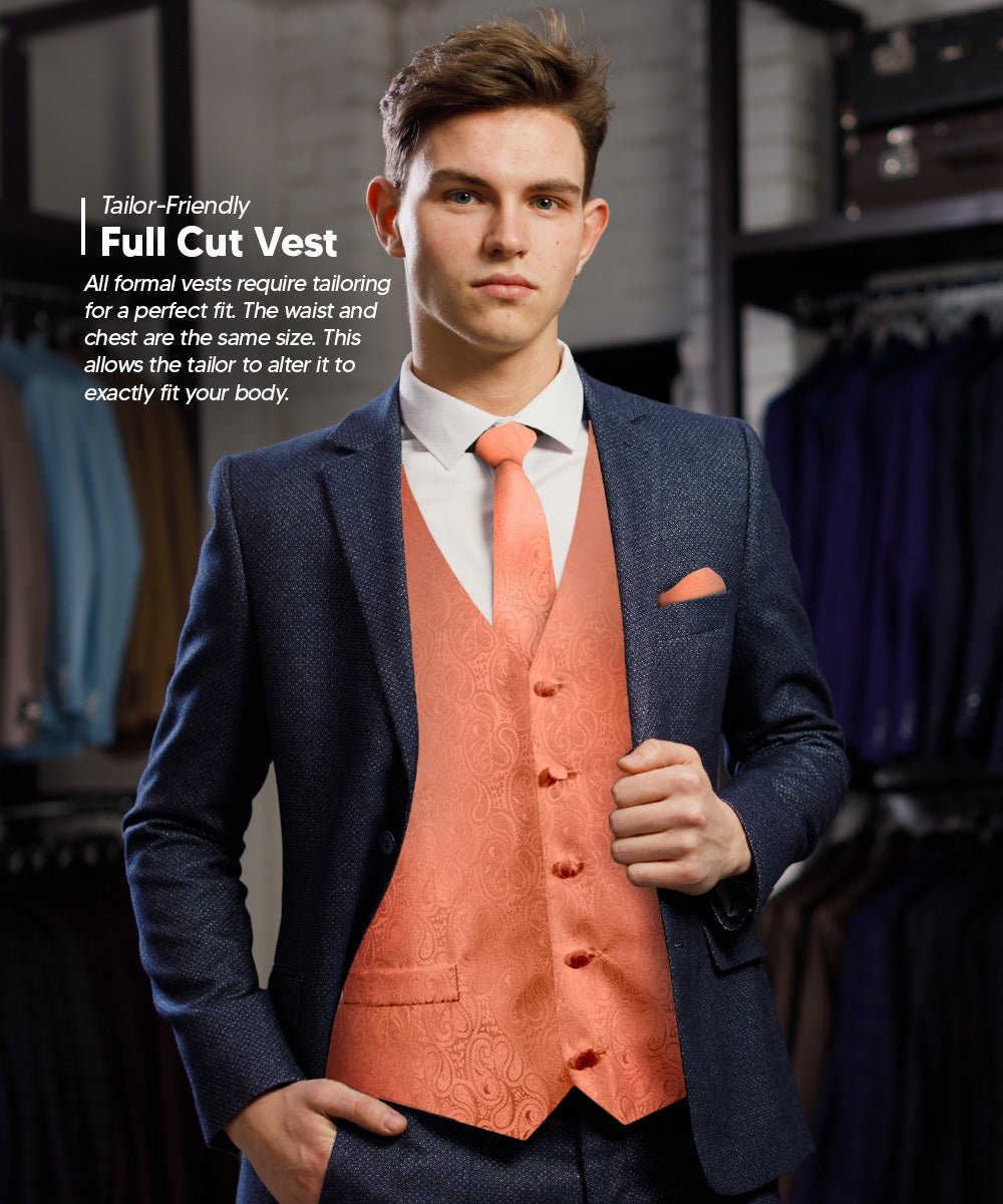 Vittorio Farina Men's Woven Paisley Vest, Necktie, Bow Tie and Pocket Square Set (Black Back)