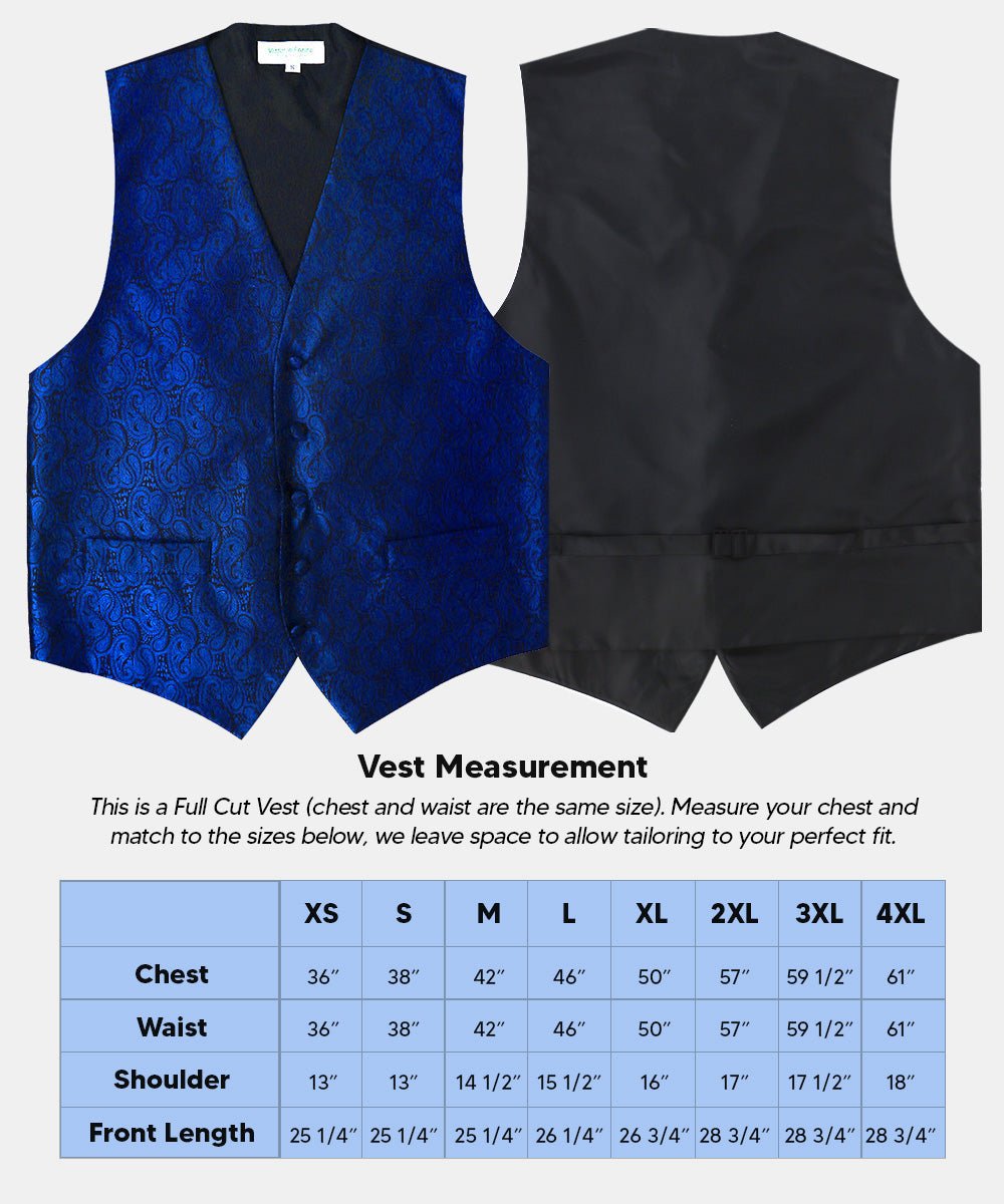 Vittorio Farina Men's Woven Paisley Vest, Necktie, Bow Tie and Pocket Square Set (Black Back)