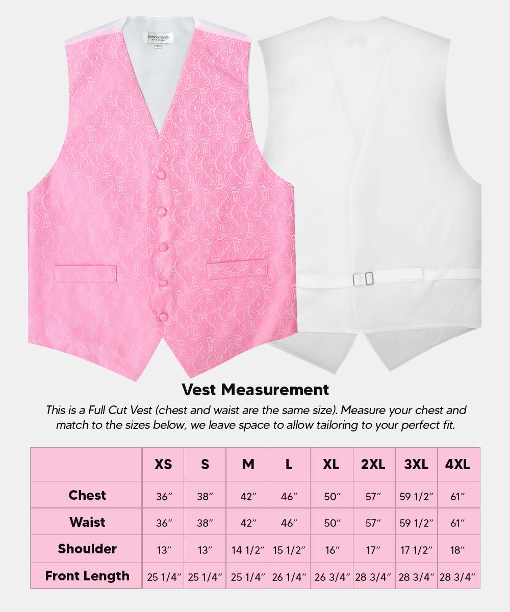 Vittorio Farina Men's Woven Paisley Vest, Necktie, Bow Tie and Pocket Square Set (White Back)