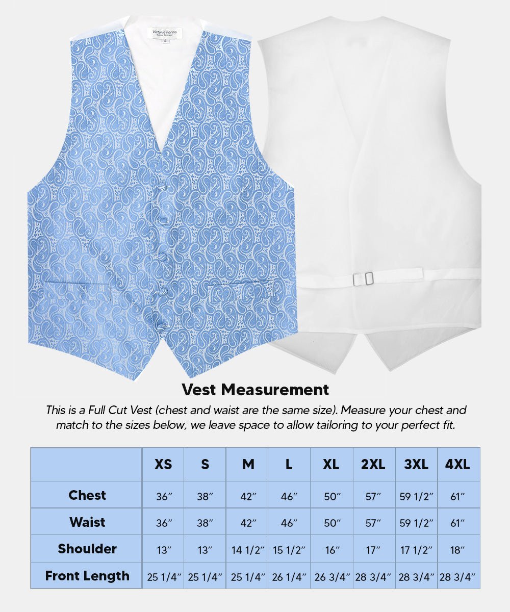 Vittorio Farina Men's Woven Paisley Vest, Necktie, Bow Tie and Pocket Square Set (White Back)