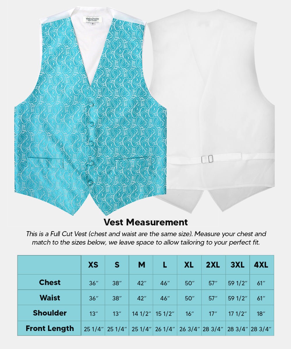 Vittorio Farina Men's Woven Paisley Vest, Necktie, Bow Tie and Pocket Square Set (White Back)