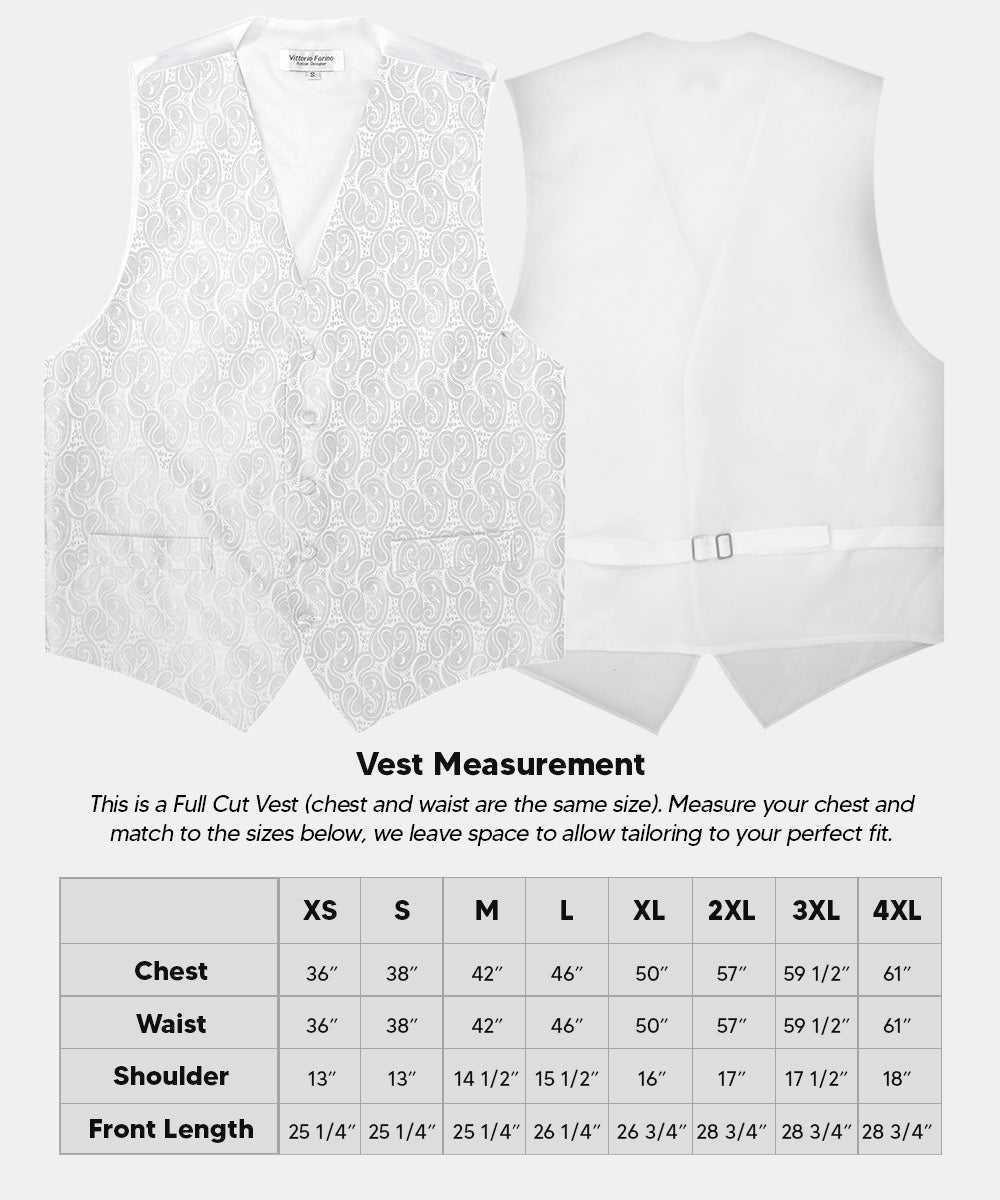 Vittorio Farina Men's Woven Paisley Vest, Necktie, Bow Tie and Pocket Square Set (White Back)