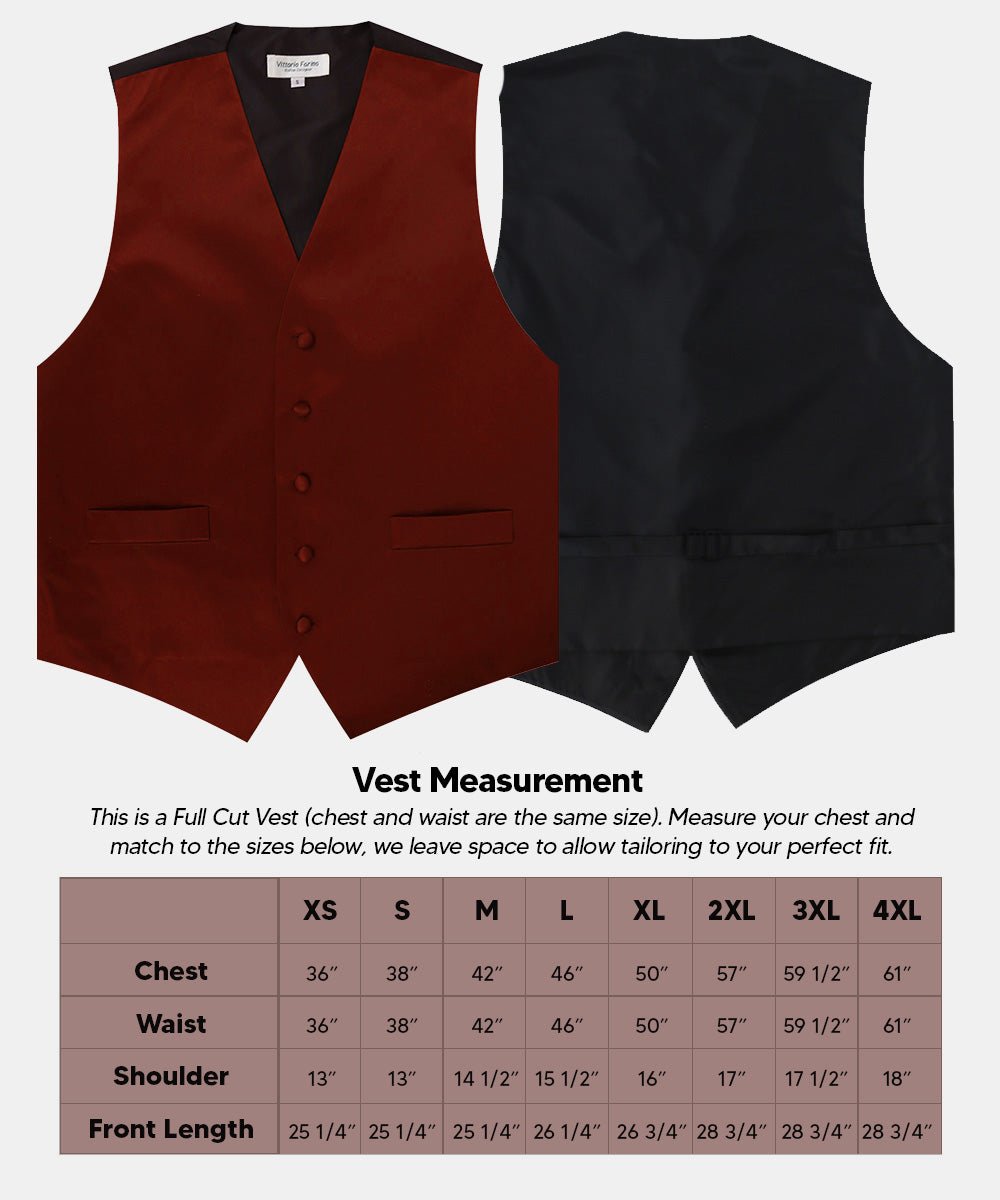 Vittorio Farina Men's Satin Vest, Necktie, Bow Tie and Pocket Square Set (Black Back)