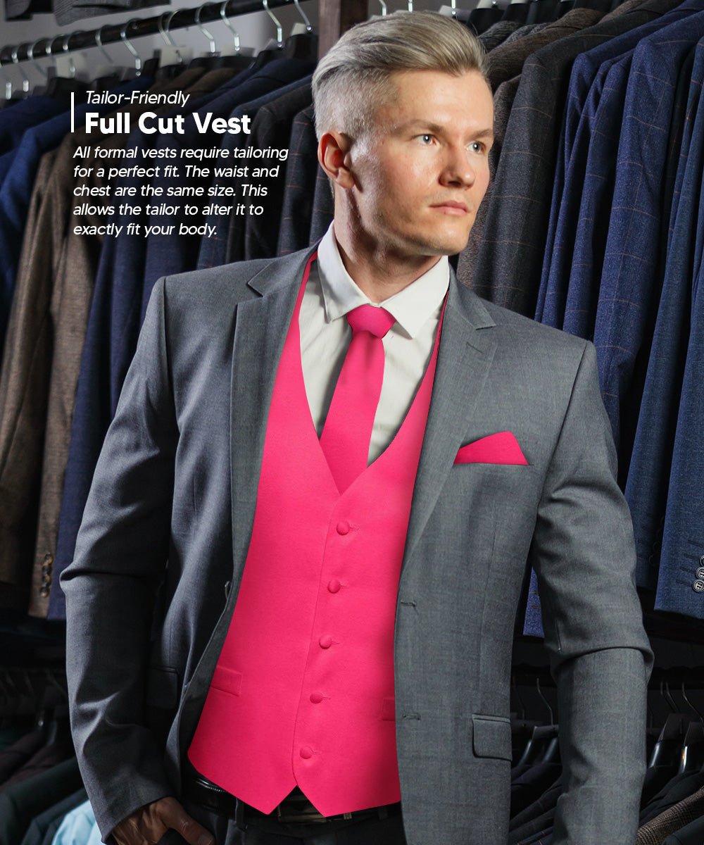 Vittorio Farina Men's Satin Vest, Necktie, Bow Tie and Pocket Square Set (Black Back)