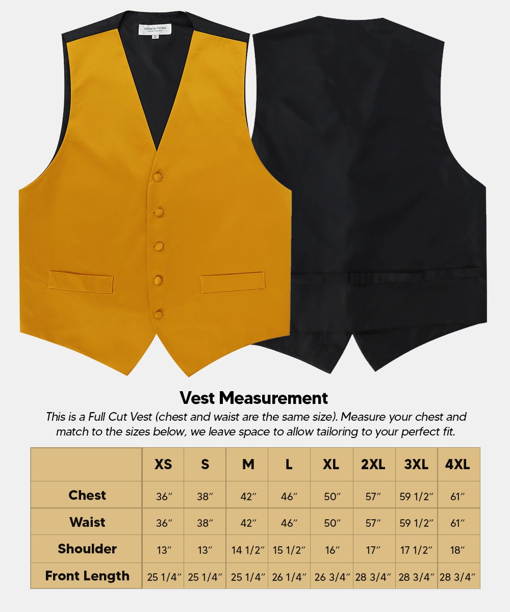 Vittorio Farina Men's Satin Vest, Necktie, Bow Tie and Pocket Square Set (Black Back)
