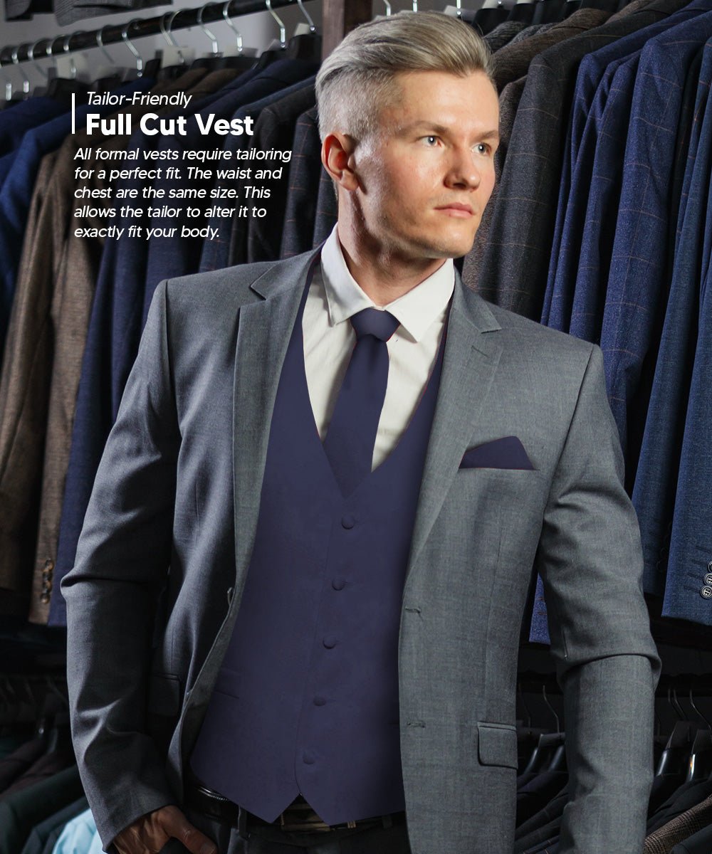 Vittorio Farina Men's Satin Vest, Necktie, Bow Tie and Pocket Square Set (Black Back)