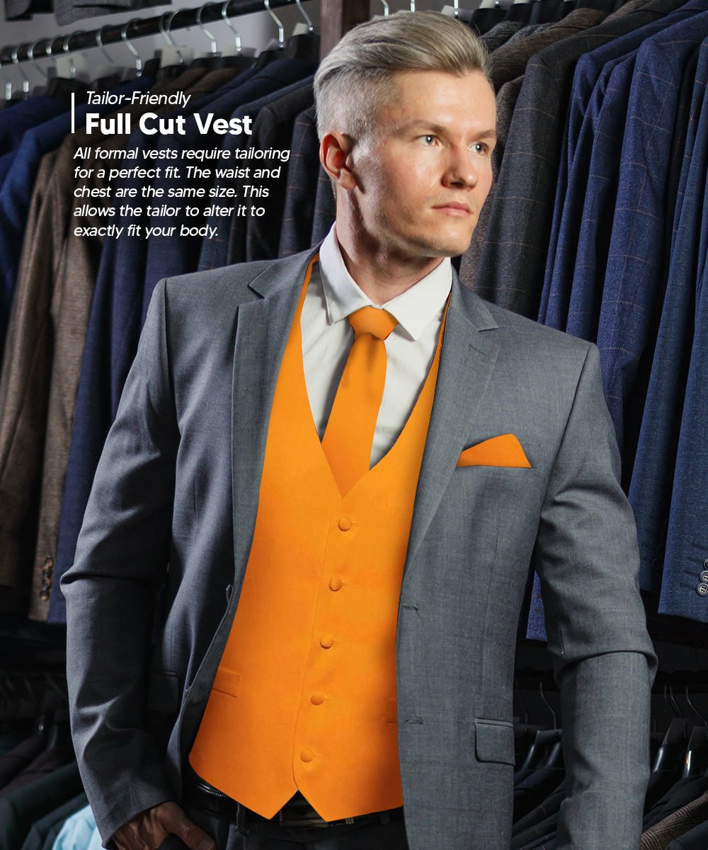 Vittorio Farina Men's Satin Vest, Necktie, Bow Tie and Pocket Square Set (Black Back)