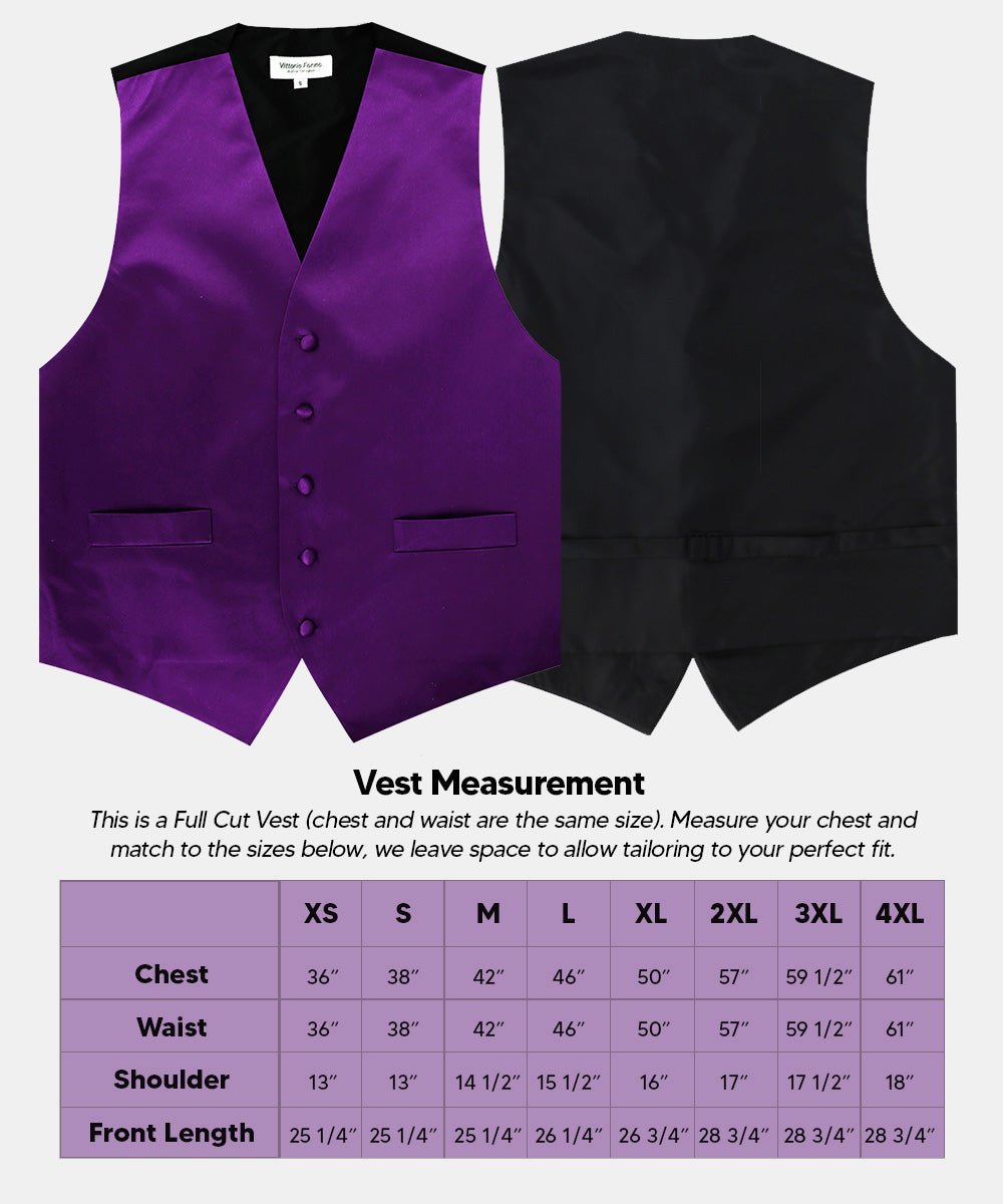 Vittorio Farina Men's Satin Vest, Necktie, Bow Tie and Pocket Square Set (Black Back)