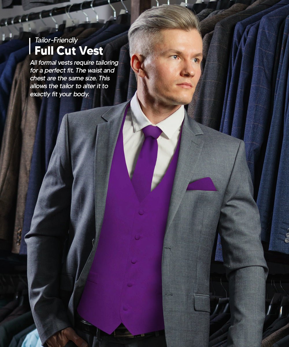 Vittorio Farina Men's Satin Vest, Necktie, Bow Tie and Pocket Square Set (Black Back)