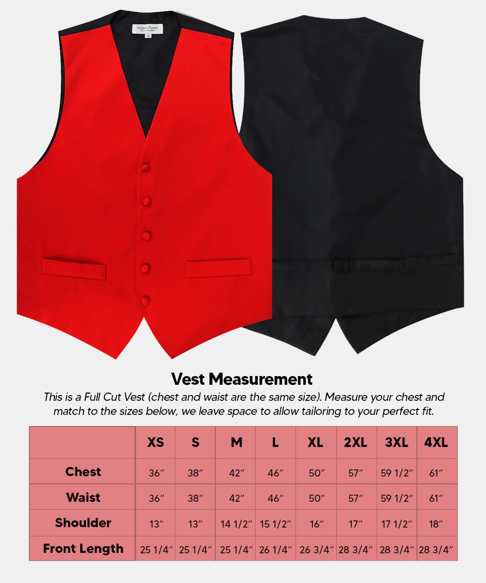 Vittorio Farina Men's Satin Vest, Necktie, Bow Tie and Pocket Square Set (Black Back)
