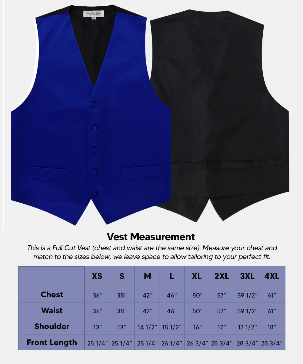 Vittorio Farina Men's Satin Vest, Necktie, Bow Tie and Pocket Square Set (Black Back)