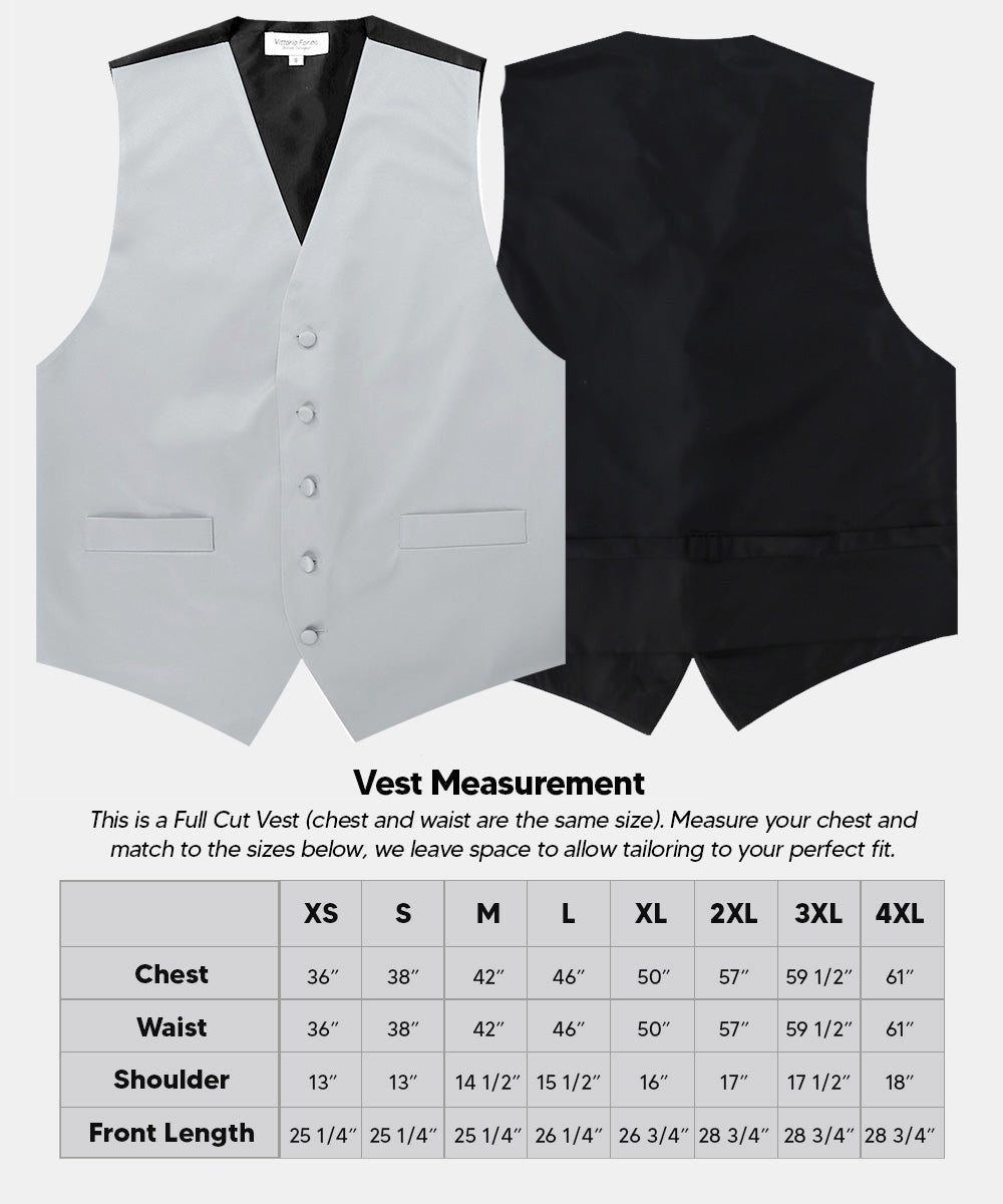 Vittorio Farina Men's Satin Vest, Necktie, Bow Tie and Pocket Square Set (Black Back)