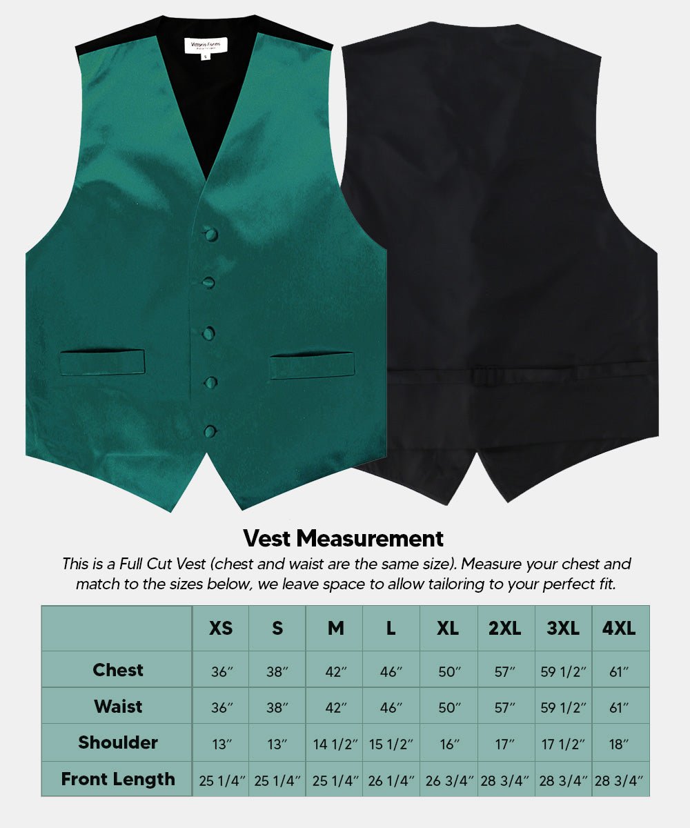 Vittorio Farina Men's Satin Vest, Necktie, Bow Tie and Pocket Square Set (Black Back)
