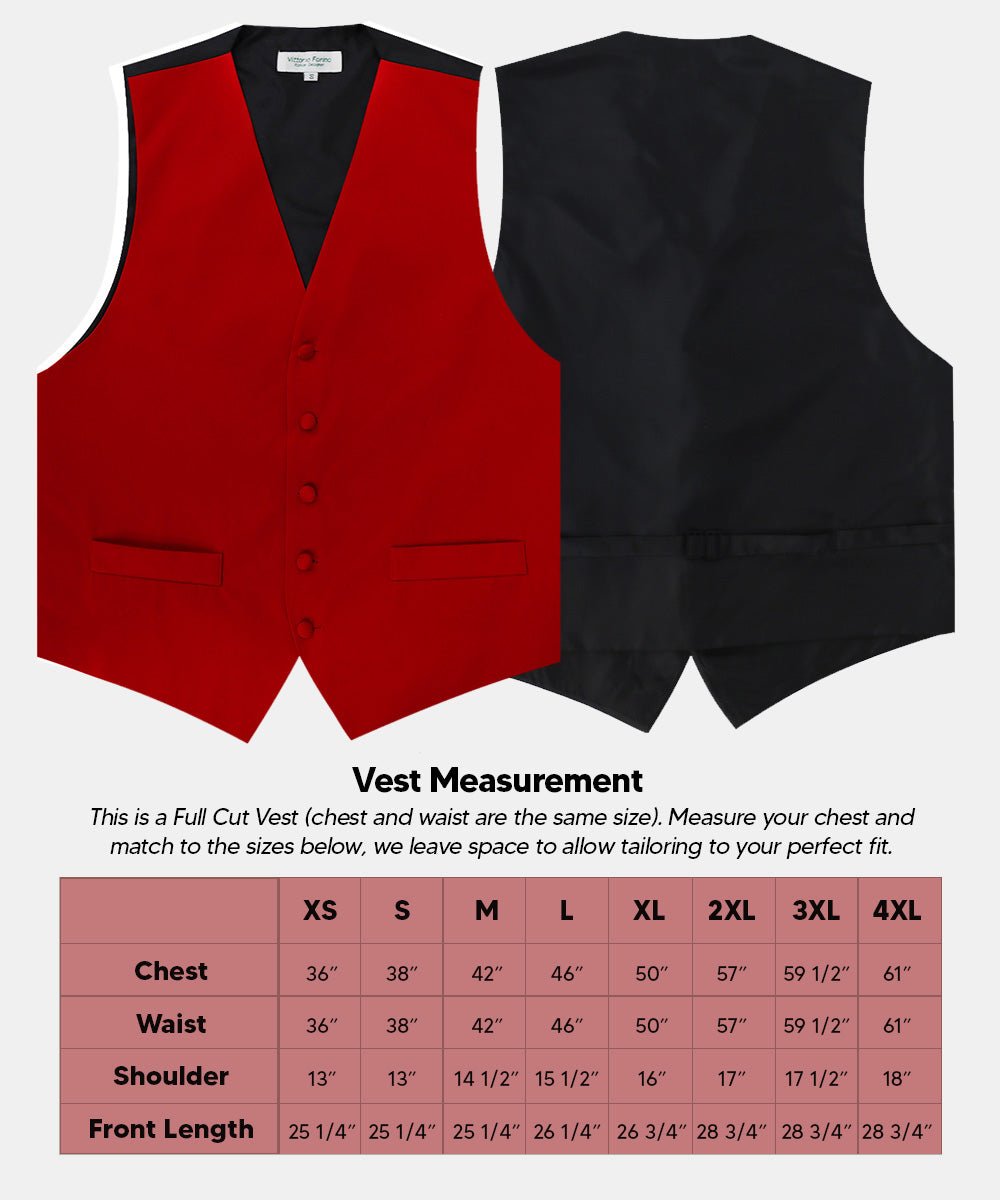 Vittorio Farina Men's Satin Vest, Necktie, Bow Tie and Pocket Square Set (Black Back)