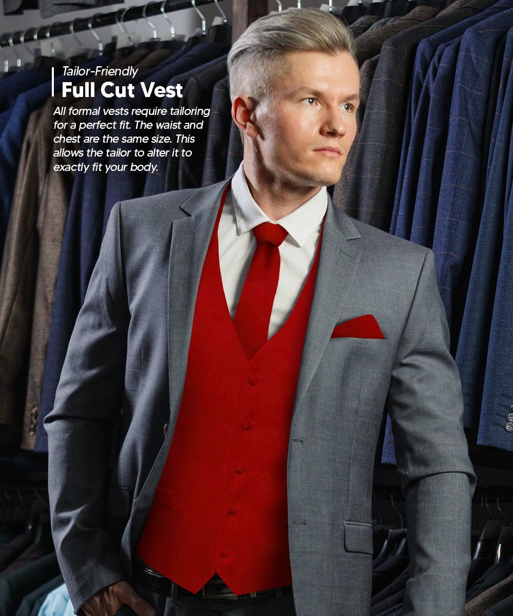 Vittorio Farina Men's Satin Vest, Necktie, Bow Tie and Pocket Square Set (Black Back)