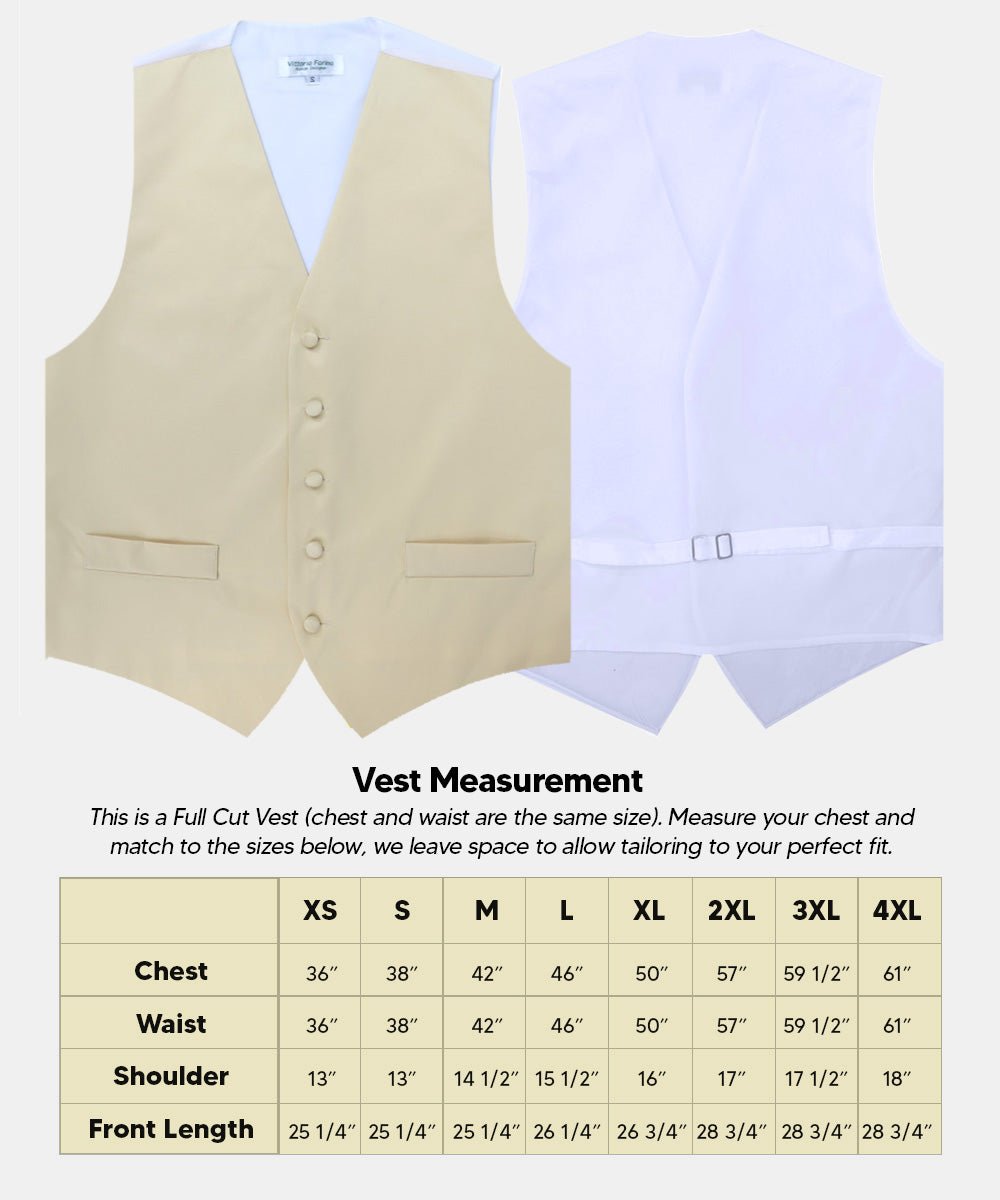 Vittorio Farina Men's Satin Vest, Necktie, Bow Tie and Pocket Square Set (White Back)