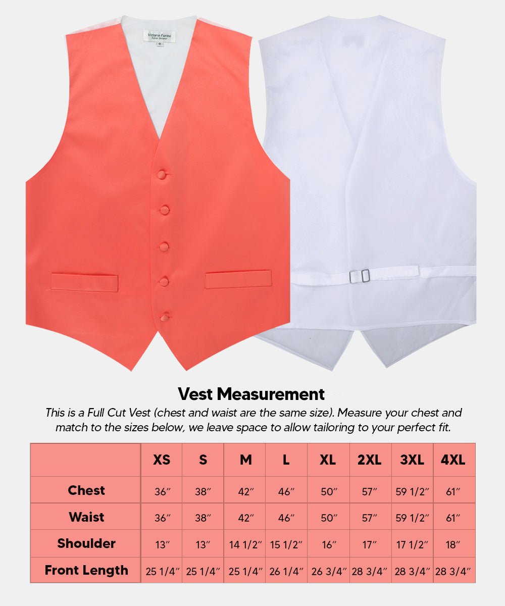 Vittorio Farina Men's Satin Vest, Necktie, Bow Tie and Pocket Square Set (White Back)
