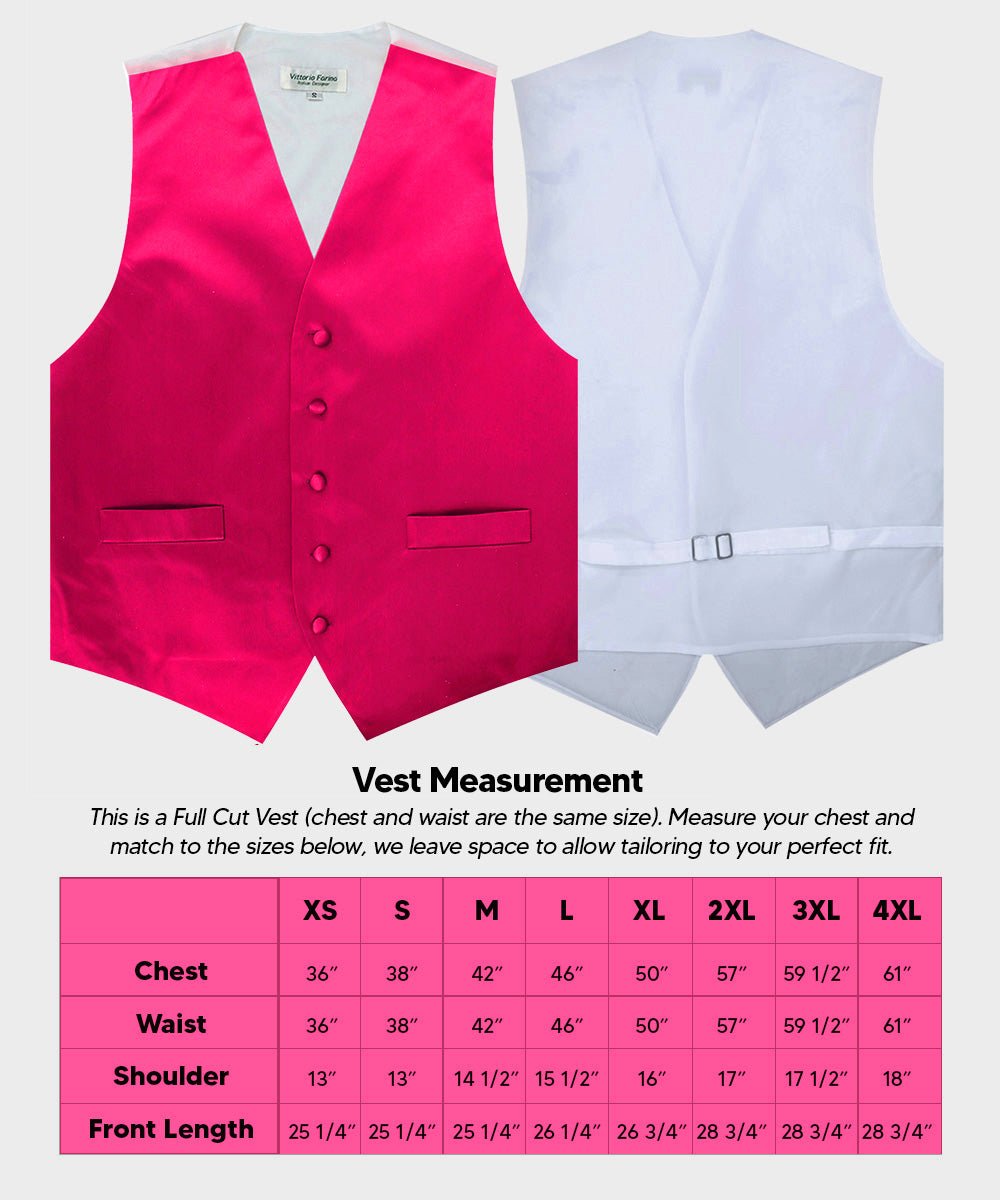Vittorio Farina Men's Satin Vest, Necktie, Bow Tie and Pocket Square Set (White Back)