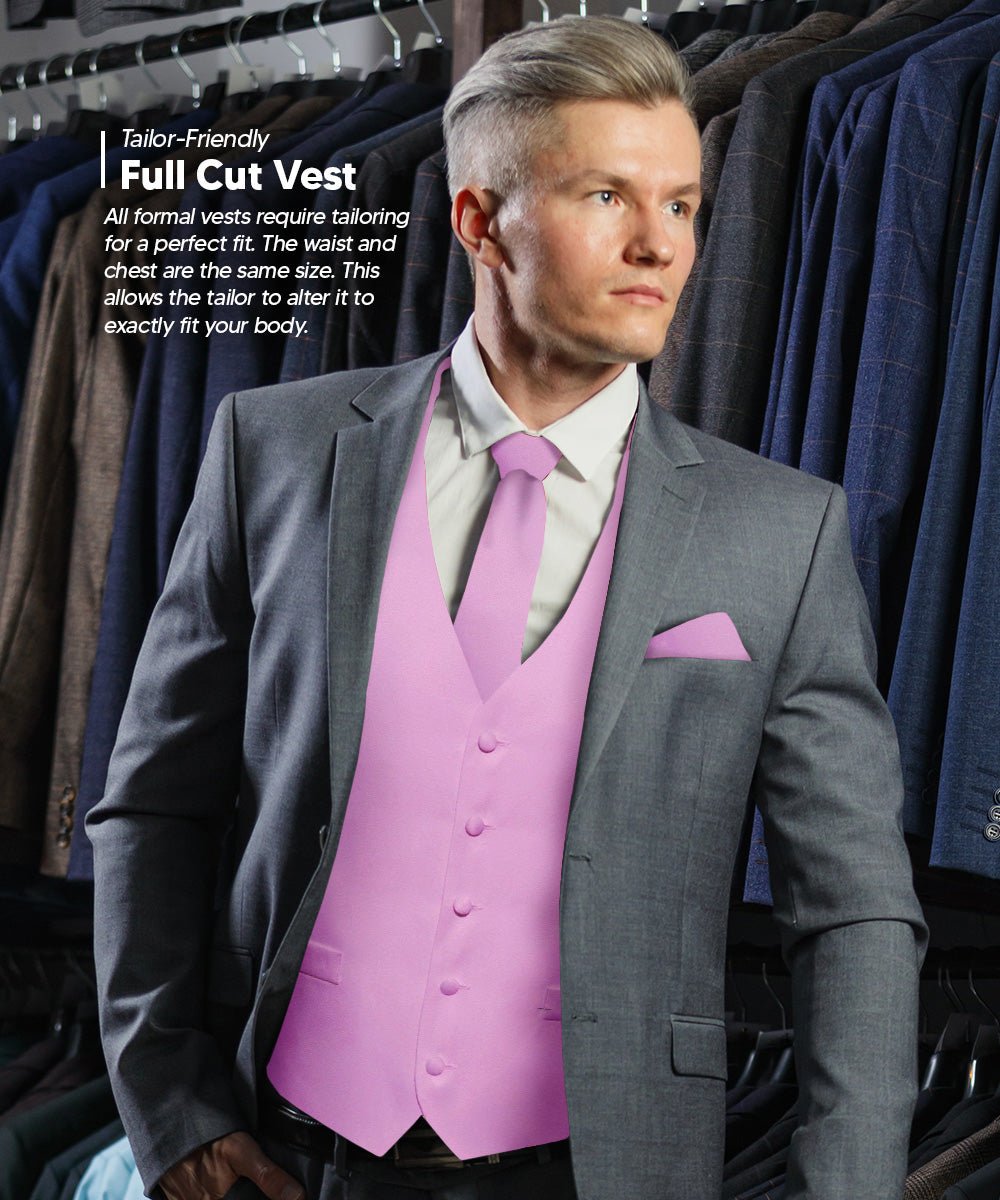 Vittorio Farina Men's Satin Vest, Necktie, Bow Tie and Pocket Square Set (White Back)