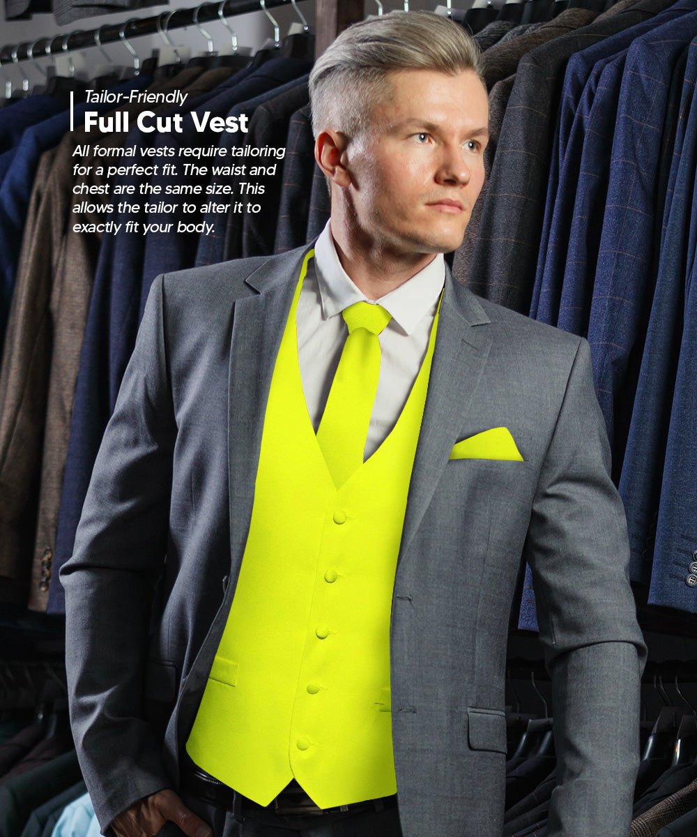 Vittorio Farina Men's Satin Vest, Necktie, Bow Tie and Pocket Square Set (White Back)