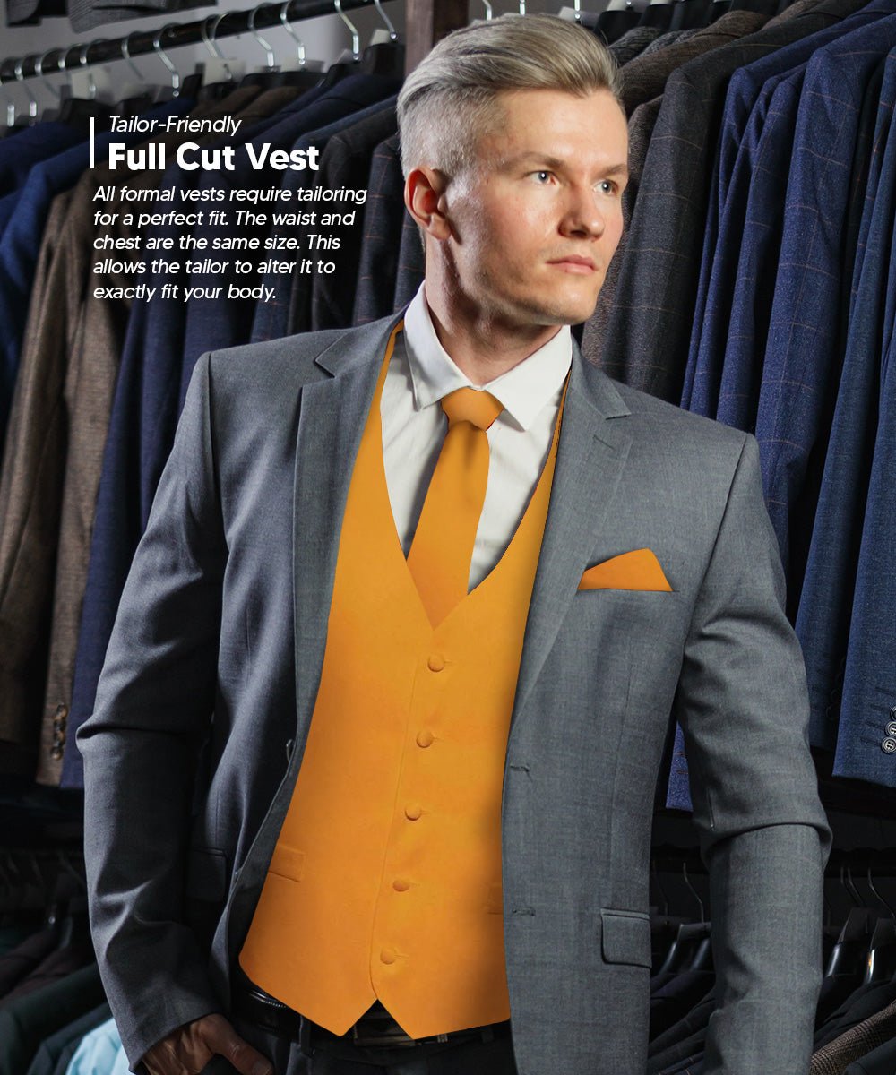 Vittorio Farina Men's Satin Vest, Necktie, Bow Tie and Pocket Square Set (White Back)